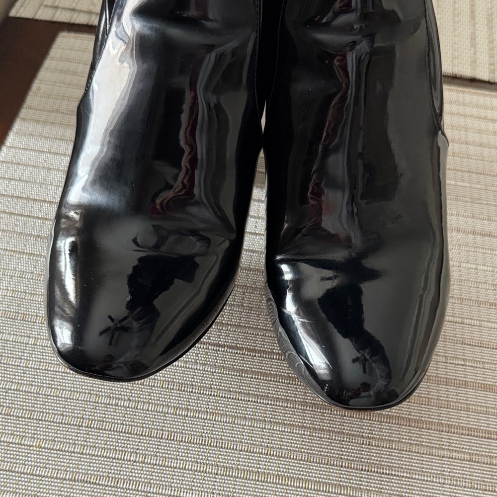 Aldo Black Patent Block Heel Ankle Booties - Picture 7 of 8